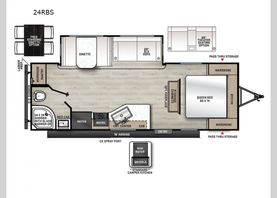 Floorplan - 2025 Aurora 24RBS Travel Trailer