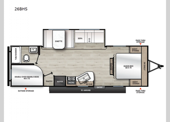 Floorplan - 2025 Aurora Light 26BHS Travel Trailer