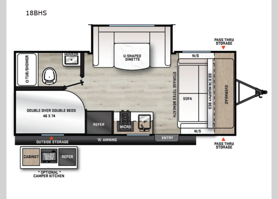 Floorplan - 2025 Aurora Light 18BHS Travel Trailer