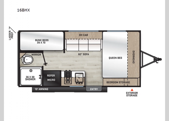 Floorplan - 2025 Aurora Light 16BHX Travel Trailer