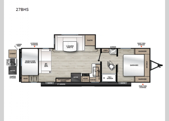 Floorplan - 2025 Aurora Light 27BHS Travel Trailer