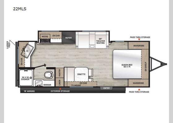 Floorplan - 2025 Aurora Light 22MLS Travel Trailer