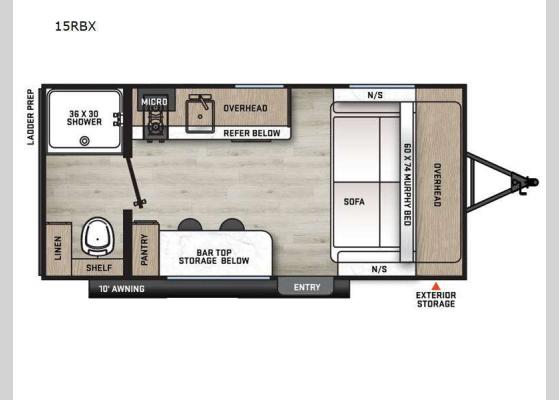 Floorplan - 2025 Aurora Light 15RBX Travel Trailer