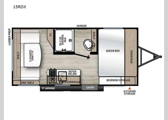 Floorplan - 2025 Aurora Light 15RDX Travel Trailer