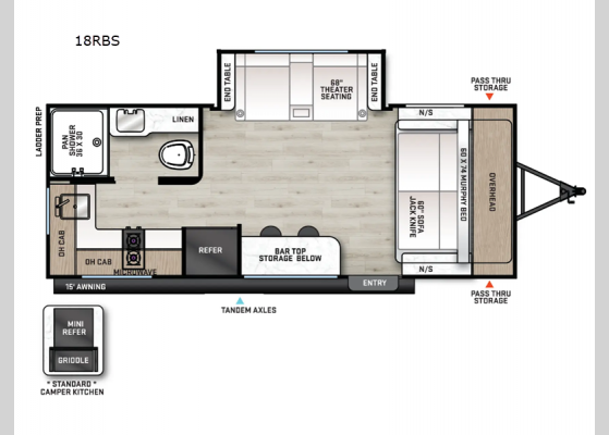 Floorplan - 2025 Aurora Light 18RBS Travel Trailer