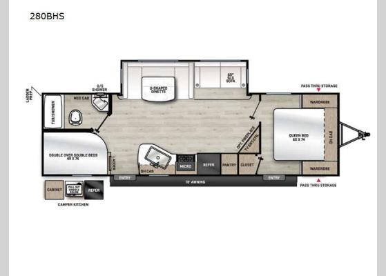 Floorplan - 2025 Aurora Sky Series 280BHS Travel Trailer