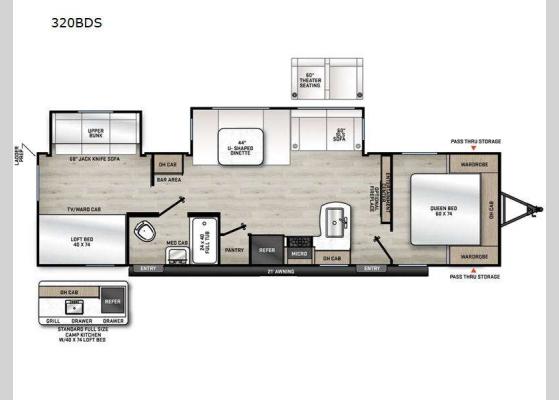 Floorplan - 2025 Aurora Sky Series 320BDS Travel Trailer