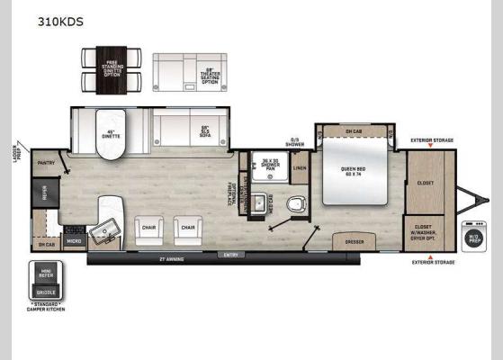 Floorplan - 2025 Aurora Sky Series 310KDS Travel Trailer