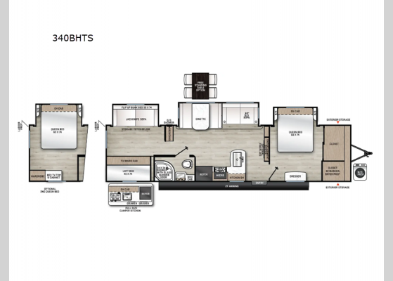 Floorplan - 2025 Aurora Sky Series 340BHTS Travel Trailer