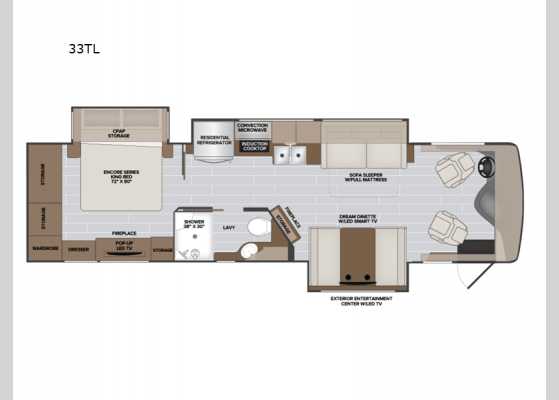 Floorplan - 2025 Nautica 33TL Motor Home Class A - Diesel