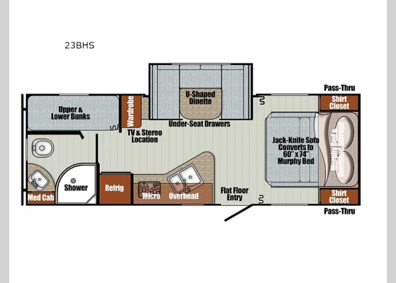 Floorplan - 2025 Vista Cruiser 23BHS Travel Trailer