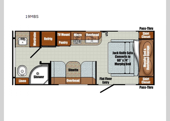 Floorplan - 2025 Vista Cruiser 19MBS Travel Trailer