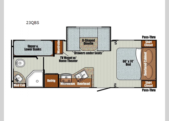 Floorplan - 2025 Vista Cruiser 23QBS Travel Trailer