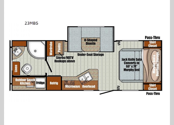 Floorplan - 2025 Vista Cruiser 23MBS Travel Trailer