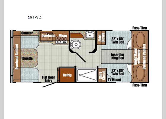 Floorplan - 2025 Vista Cruiser 19TWD Travel Trailer