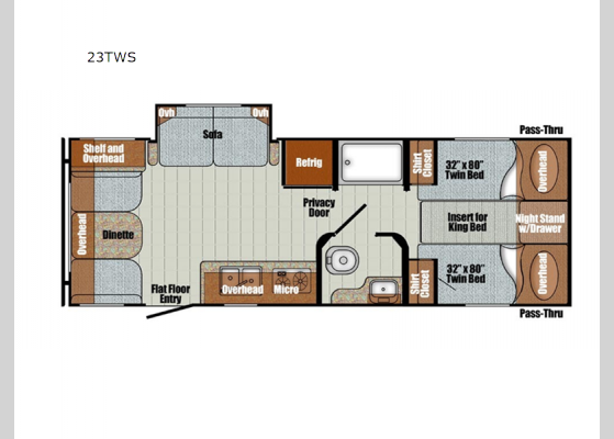 Floorplan - 2025 Vista Cruiser 23TWS Travel Trailer