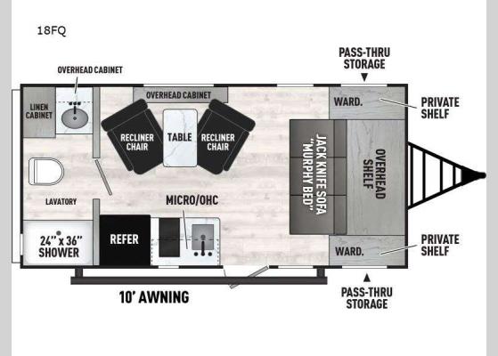 Floorplan - 2025 Clipper 4K Series 18FQ Travel Trailer