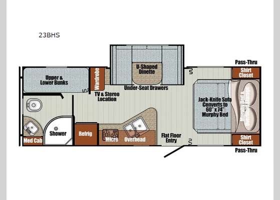 Floorplan - 2025 Vintage Cruiser 23BHS Travel Trailer