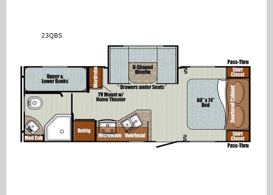 Floorplan - 2025 Vintage Cruiser 23QBS Travel Trailer