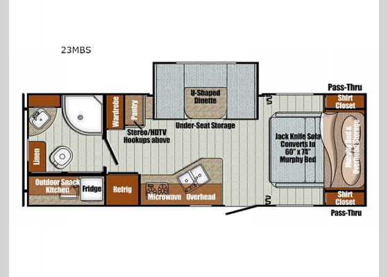 Floorplan - 2025 Vintage Cruiser 23MBS Travel Trailer