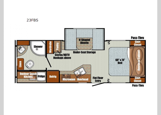 Floorplan - 2025 Vintage Cruiser 23FBS Travel Trailer