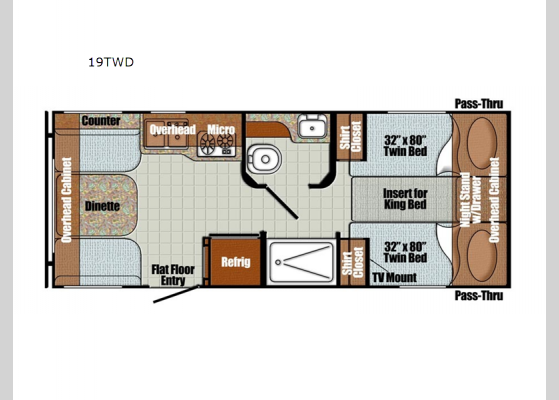 Floorplan - 2025 Vintage Cruiser 19TWD Travel Trailer