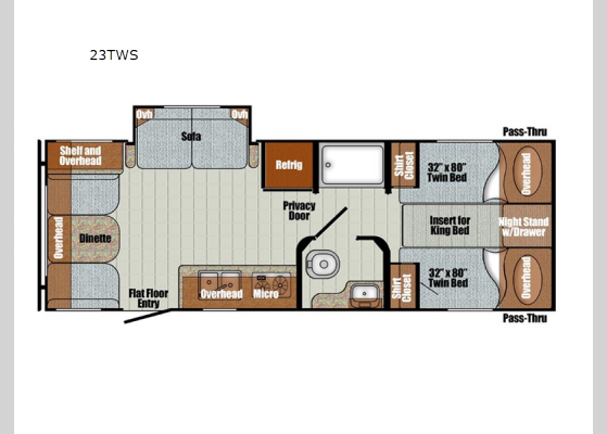 Floorplan - 2025 Vintage Cruiser 23TWS Travel Trailer