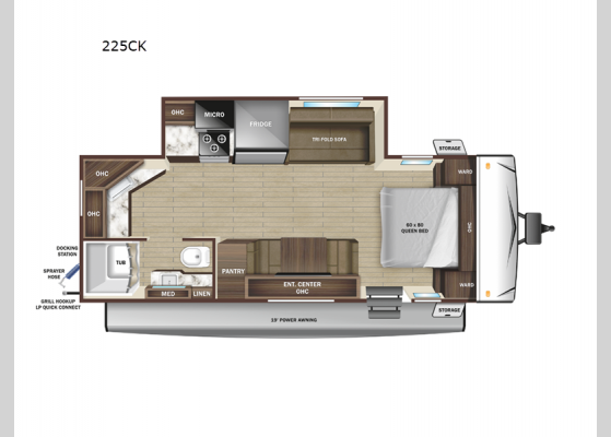 Floorplan - 2024 Range Lite 225CK Travel Trailer
