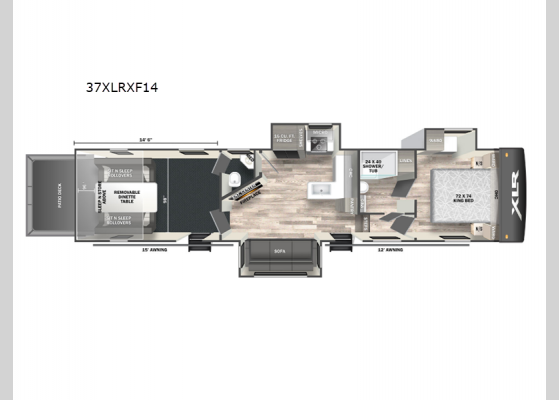 Floorplan - 2024 XLR Boost 37XLRXF14 Toy Hauler Fifth Wheel