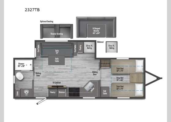 Floorplan - 2024 Minnie 2327TB Travel Trailer