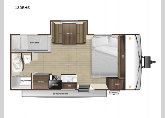 Floorplan - 2025 Go Play 180BHS Travel Trailer