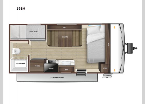 Floorplan - 2025 Go Play 19BH Travel Trailer