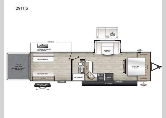 Floorplan - 2025 Catalina Trail Blazer 29THS Toy Hauler Travel Trailer