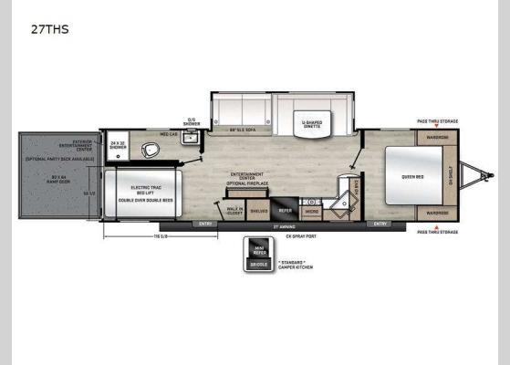 Floorplan - 2025 Catalina Trail Blazer 27THS Toy Hauler Travel Trailer