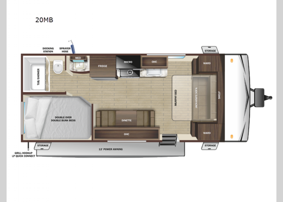 Floorplan - 2025 Go Play 20MB Travel Trailer