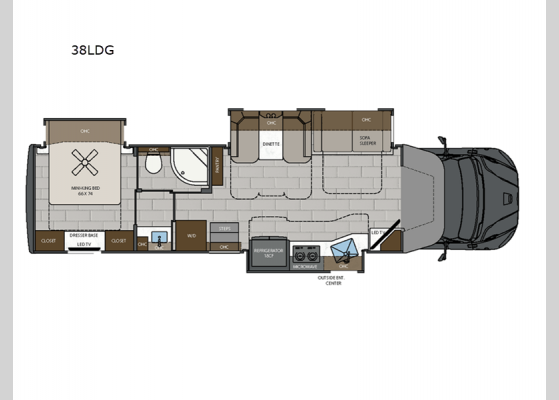 Floorplan - 2025 Verona LE 38LDG Motor Home Super C - Diesel