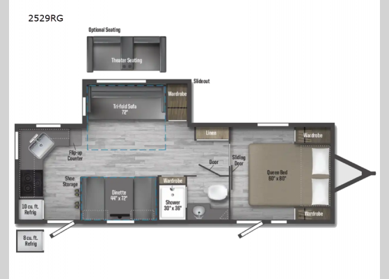 Floorplan - 2025 Minnie 2529RG Travel Trailer