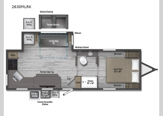 Floorplan - 2025 Minnie 2630MLRK Travel Trailer