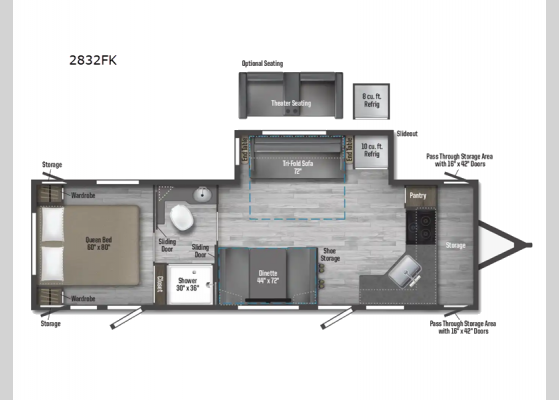 Floorplan - 2025 Minnie 2832FK Travel Trailer