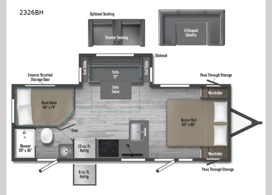 Floorplan - 2025 Minnie 2326BH Travel Trailer