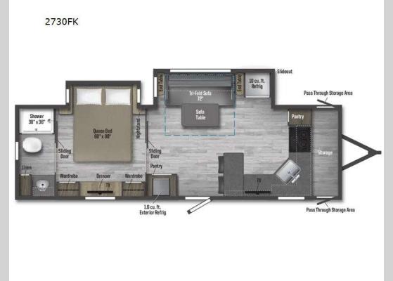 Floorplan - 2025 Minnie 2730FK Travel Trailer