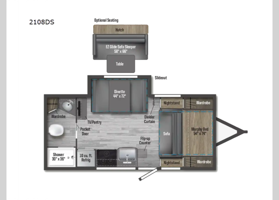 Floorplan - 2025 Micro Minnie FLX 2108DS Travel Trailer