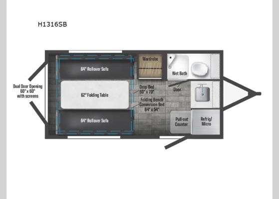 Floorplan - 2025 Hike 100 H1316SB Travel Trailer