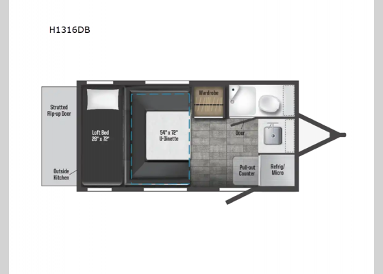 Floorplan - 2024 Hike 100 H1316DB Travel Trailer