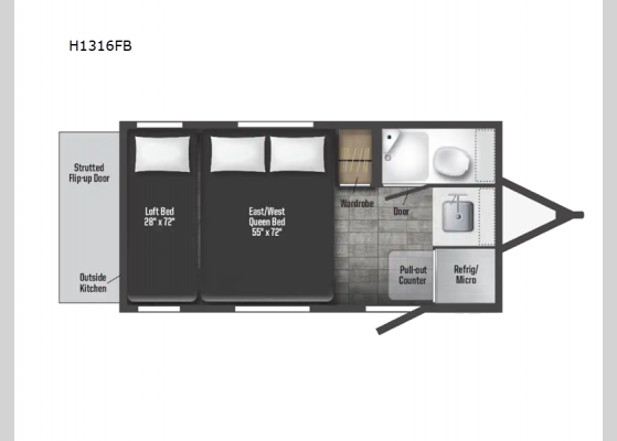 Floorplan - 2024 Hike 100 H1316FB Travel Trailer