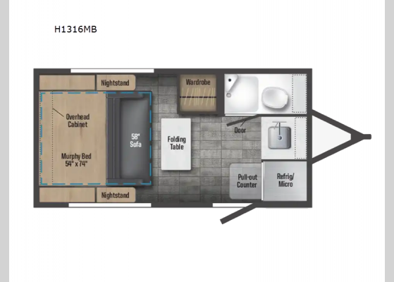 Floorplan - 2025 Hike 100 H1316MB Travel Trailer