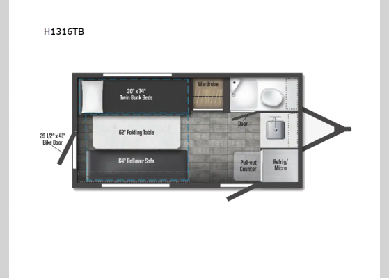 Floorplan - 2025 Hike 100 H1316TB Travel Trailer