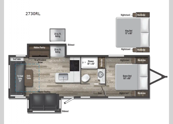 Floorplan - 2025 Voyage 2730RL Travel Trailer