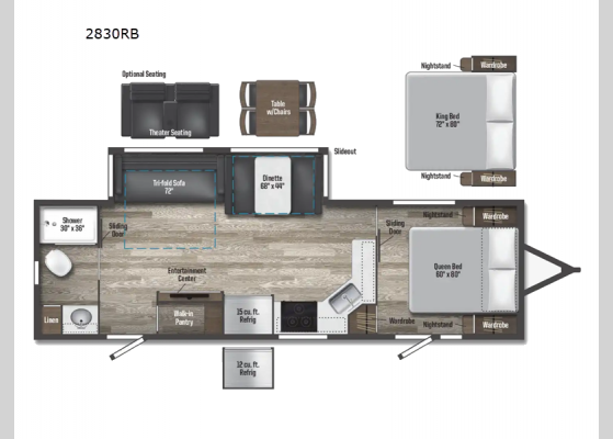 Floorplan - 2025 Voyage 2831RB Travel Trailer