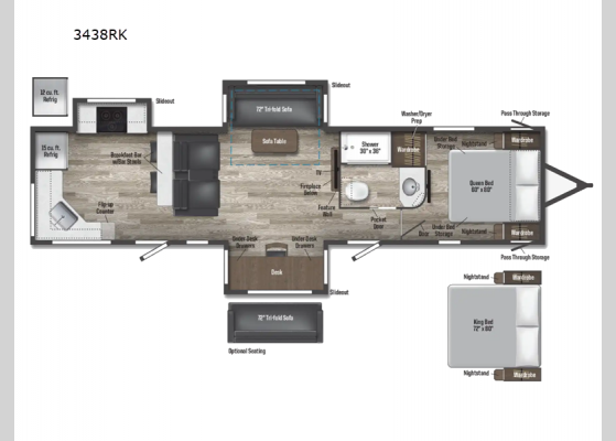 Floorplan - 2025 Voyage 3438RK Travel Trailer